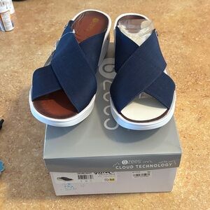 Bzees Navy Crisscross Foam Wedge Slide Sandal